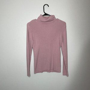 Vintage 90s  Light Pink Turtleneck, 100% Cotton, by Liz Claiborne, Size L